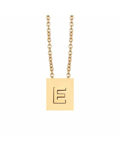Minimalism Letter Square Titanium Steel Plating Pendant Necklace CA07831047