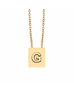 Minimalism Letter Square Titanium Steel Plating Pendant Necklace CA07831047