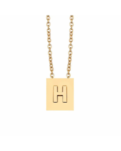Minimalism Letter Square Titanium Steel Plating Pendant Necklace CA07831047