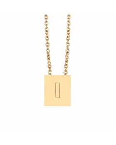 Minimalism Letter Square Titanium Steel Plating Pendant Necklace CA07831047