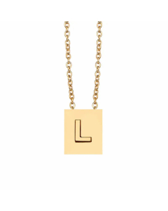 Minimalism Letter Square Titanium Steel Plating Pendant Necklace CA07831047