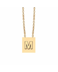 Minimalism Letter Square Titanium Steel Plating Pendant Necklace CA07831047