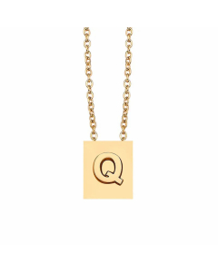 Minimalism Letter Square Titanium Steel Plating Pendant Necklace CA07831047