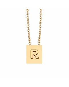 Minimalism Letter Square Titanium Steel Plating Pendant Necklace CA07831047