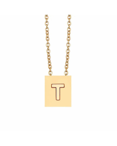 Minimalism Letter Square Titanium Steel Plating Pendant Necklace CA07831047