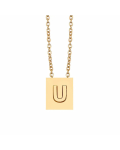 Minimalism Letter Square Titanium Steel Plating Pendant Necklace CA07831047