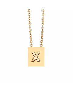 Minimalism Letter Square Titanium Steel Plating Pendant Necklace CA07831047