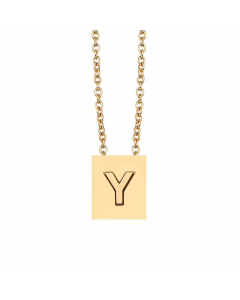 Minimalism Letter Square Titanium Steel Plating Pendant Necklace CA07831047
