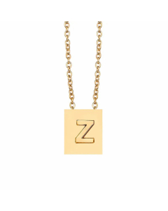 Minimalism Letter Square Titanium Steel Plating Pendant Necklace CA07831047