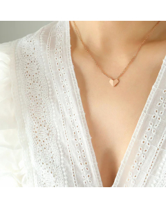 Korean Style Heart Shape Pendant Titanium Steel Plating Necklace CA07831048