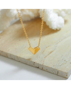 Korean Style Heart Shape Pendant Titanium Steel Plating Necklace CA07831048