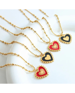 Double-Side Heart Shape Titanium Steel Plating Pendant Necklace CA07831049