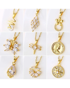 Light Luxury Style Flower Dragonfly Butterfly Stainless Steel Titanium Steel Plating Inlay Zircon Pendant Necklace CA07831058