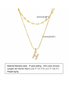 Layered Vacation Letter H Stainless Steel Titanium Steel Plating Inlay Zircon Necklaces Pendant Necklace CA07831059