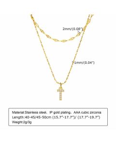 Layered Vacation Letter T Stainless Steel Titanium Steel Plating Inlay Zircon Necklaces Pendant Necklace CA07831059