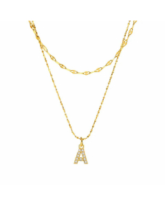 Layered Vacation Letter Stainless Steel Titanium Steel Plating Inlay Zircon Necklaces Pendant Necklace CA07831059