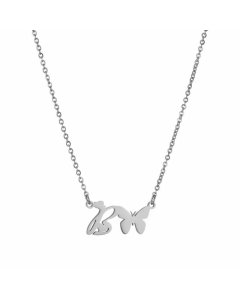Elegant Letter Butterfly Pendant Titanium Steel Plating Necklace B CA07831064