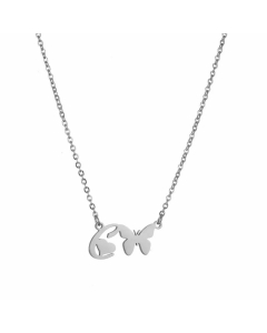 Elegant Letter Butterfly Pendant Titanium Steel Plating Necklace C CA07831064