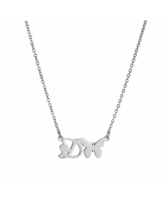 Elegant Letter Butterfly Pendant Titanium Steel Plating Necklace D CA07831064