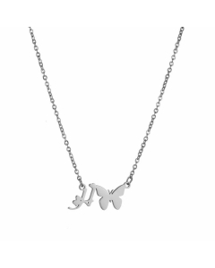 Elegant Letter Butterfly Pendant Titanium Steel Plating Necklace H CA07831064