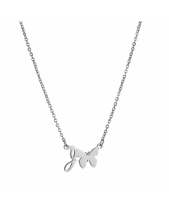 Elegant Letter Butterfly Pendant Titanium Steel Plating Necklace J CA07831064