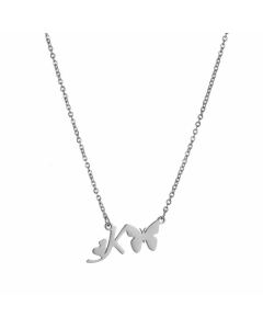 Elegant Letter Butterfly Pendant Titanium Steel Plating Necklace K CA07831064