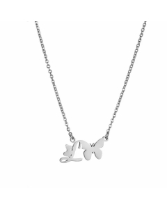 Elegant Letter Butterfly Pendant Titanium Steel Plating Necklace L CA07831064