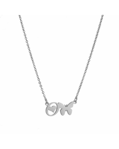 Non-Fading Letter Butterfly Titanium Steel Plating Pendant Necklace O CA07831065