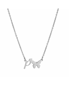 Non-Fading Letter Butterfly Titanium Steel Plating Pendant Necklace P CA07831065