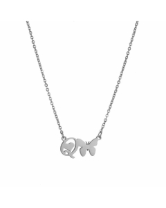 Non-Fading Letter Butterfly Titanium Steel Plating Pendant Necklace Q CA07831065