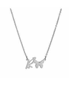 Non-Fading Letter Butterfly Titanium Steel Plating Pendant Necklace R CA07831065