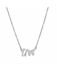 Non-Fading Letter Butterfly Titanium Steel Plating Pendant Necklace U CA07831065