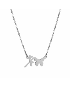 Non-Fading Letter Butterfly Titanium Steel Plating Pendant Necklace X CA07831065