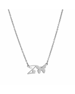 Non-Fading Letter Butterfly Titanium Steel Plating Pendant Necklace Z CA07831065