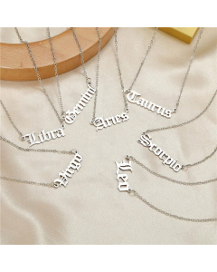 Wholesale Minimalism Letter Constellation Stainless Steel Plating Pendant Necklace CA07831066