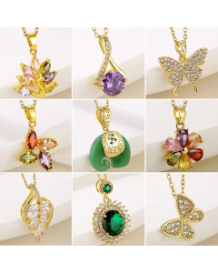 Light Luxury Style Shiny Angel Peacock Butterfly Stainless Steel Titanium Steel Inlay Zircon Pendant Necklace CA07831067