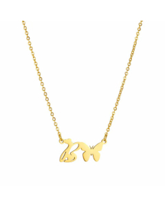 Wholesale Elegant Letter B Butterfly Pendant Titanium Steel Plating Necklace For Women CA07831068