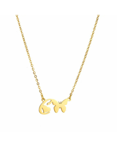 Wholesale Elegant Letter C Butterfly Pendant Titanium Steel Plating Necklace For Women CA07831068