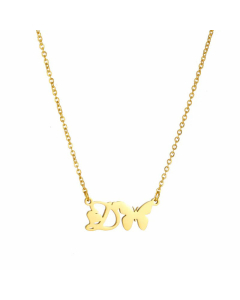 Wholesale Elegant Letter D Butterfly Pendant Titanium Steel Plating Necklace For Women CA07831068