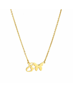 Wholesale Elegant Letter E Butterfly Pendant Titanium Steel Plating Necklace For Women CA07831068