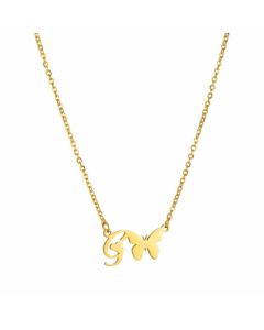 Wholesale Elegant Letter G Butterfly Pendant Titanium Steel Plating Necklace For Women CA07831068