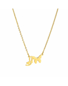 Wholesale Elegant Letter I Butterfly Pendant Titanium Steel Plating Necklace For Women CA07831068