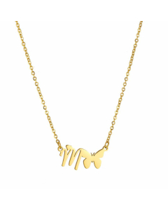 Wholesale Elegant Letter M Butterfly Pendant Titanium Steel Plating Necklace For Women CA07831068