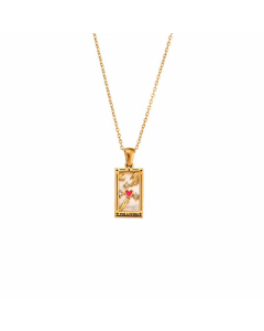 Tarot Tag The Lovers Stainless Steel Titanium Steel Plating Inlay Artificial Rhinestones Pendant Necklace CA07831075