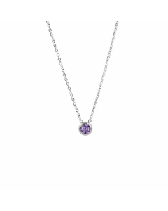 18K Gold Plated Wholesale Lady Round Zircon Pendant Stainless Steel Titanium Steel Necklace CA07831083-Steel Color-01