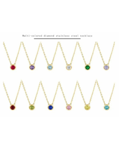 18K Gold Plated Wholesale Lady Round Zircon Pendant Stainless Steel Titanium Steel Necklace CA07831083
