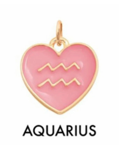 Sweet Enamel Heart Shape Constellation Pendent Stainless Steel Necklace CA07831086 Aquarius