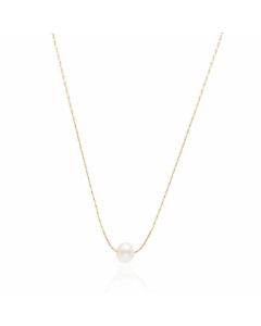 Sweet Minimalism Pearl Pendent Titanium Steel 14K Gold Plated Necklace Wholesale CA07831088