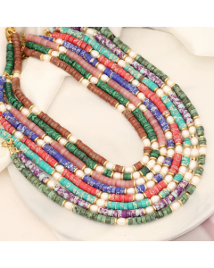 Colorful Vacation Beaded Stainless Steel Imitation Pearl Natural Stone Necklace Wholesale CA07831089