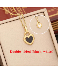 Double Side Heart Shape Stainless Steel Pendant Necklace CA07831091